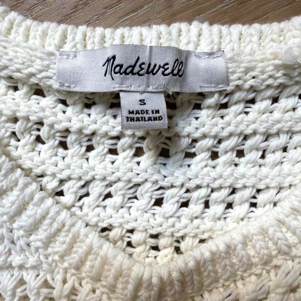 NWT Madewell White Cream Open-Knit Crochet Tank Top Sleeveless Beachy Summer - S - Picture 4 of 6